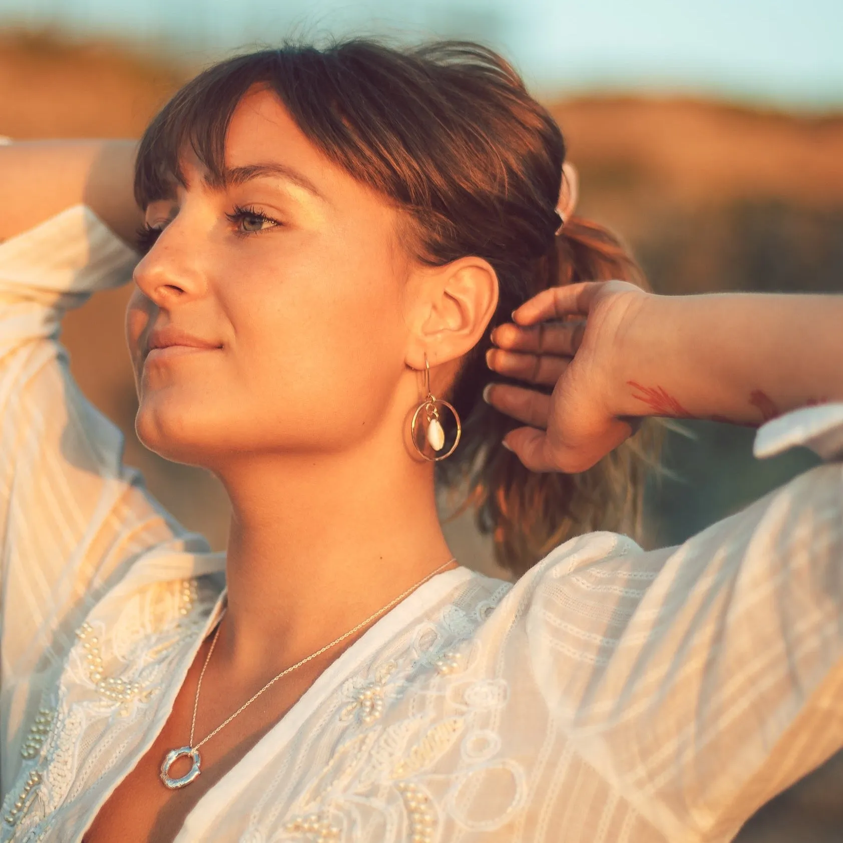 Gold Hoop Cowrie Earrings