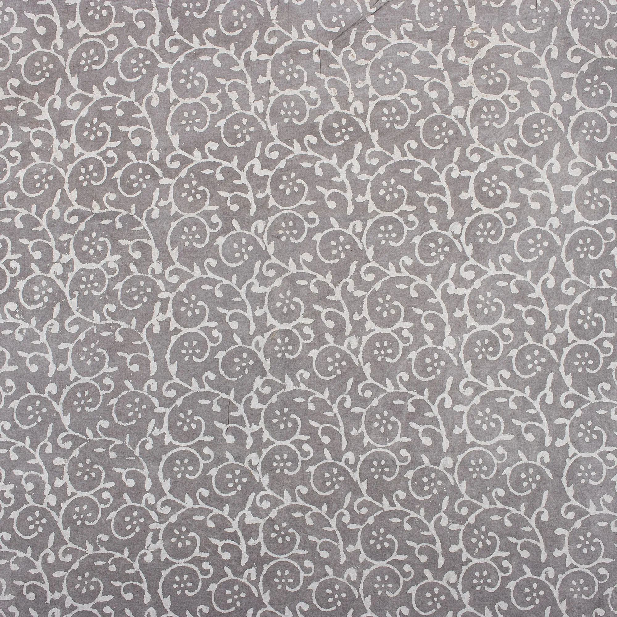 Grey Block Print Fabric Pure Organic Cotton