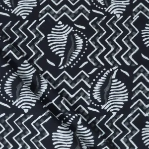 Hand Block Printed Black And White Cotton Fabric Material