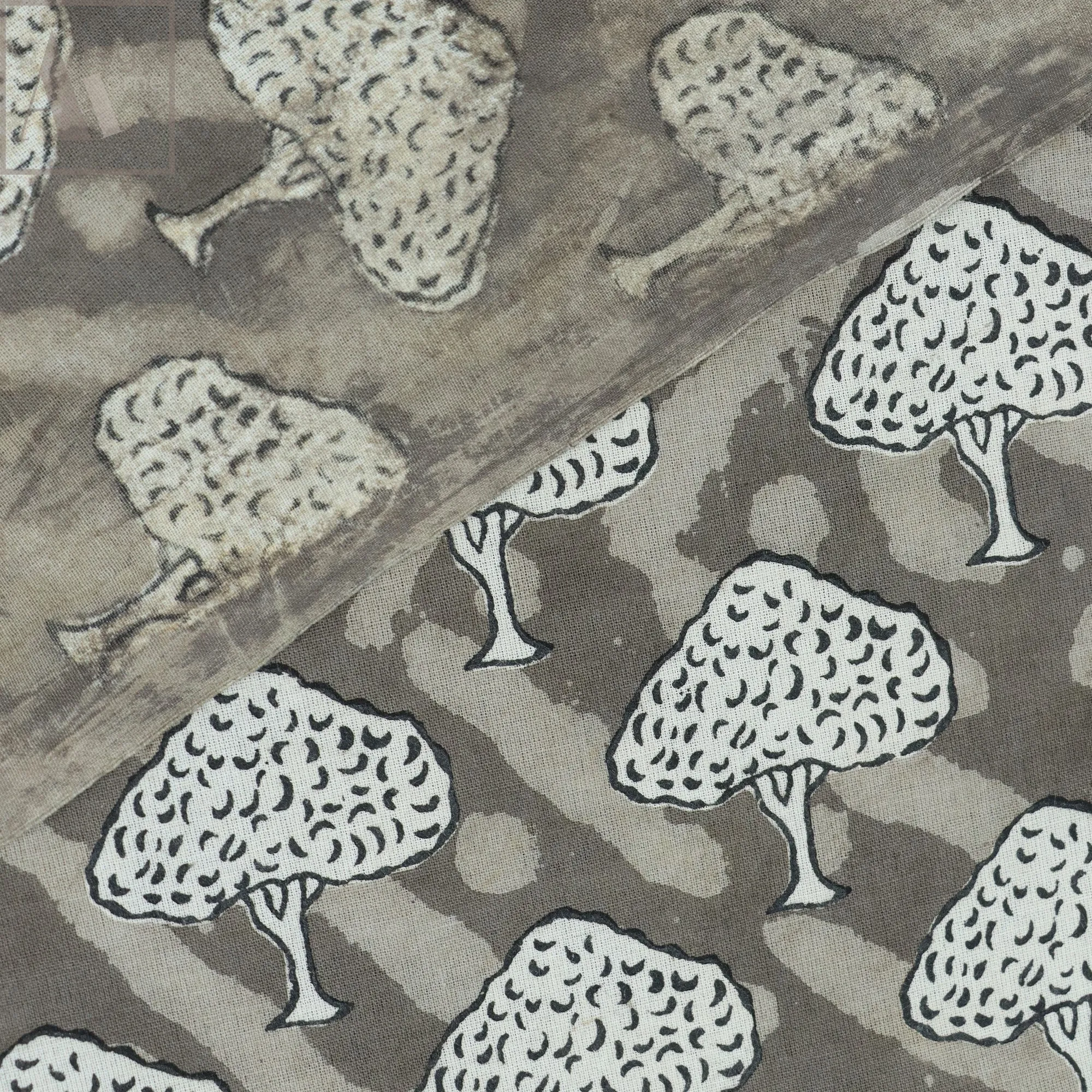 Hand Block Tree Print Cotton Fabric for Kurti