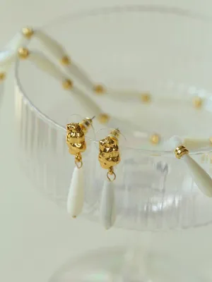 Handmade Water Drop White Mother-of-pearl Earrings