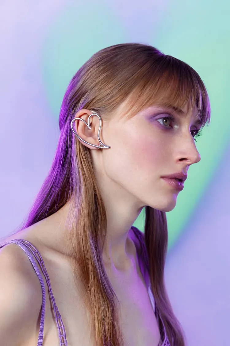heart full earcuff in silver