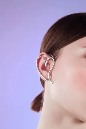 heart full earcuff in silver