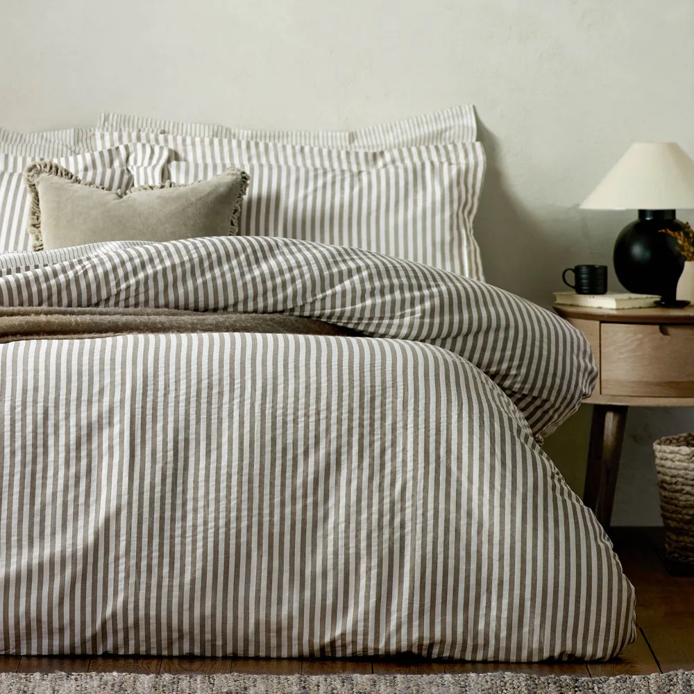 Hebden Mélange Stripe Pillowcase Pair Mole