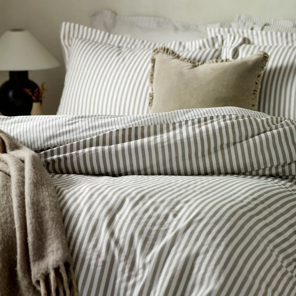 Hebden Mélange Stripe Pillowcase Pair Mole