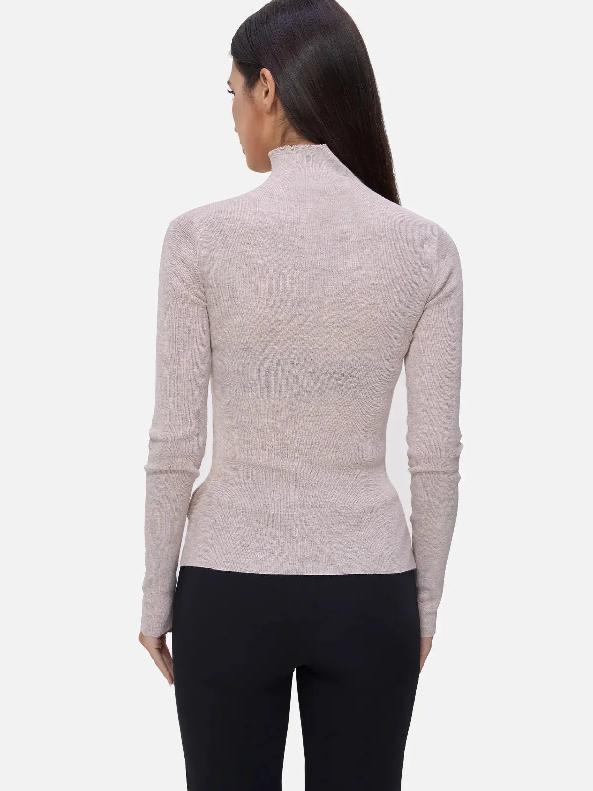 High-Neck Knit Sweater