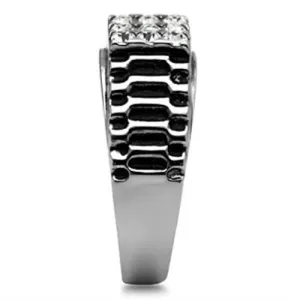 High polished (no plating) Stainless Steel Ring with Top Grade Crystal in Clear for Women Style TK368