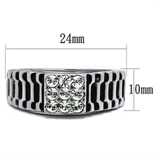 High polished (no plating) Stainless Steel Ring with Top Grade Crystal in Clear for Women Style TK368