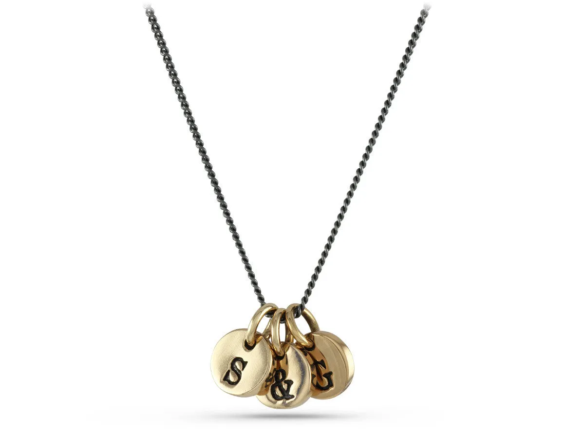 Initial Charm Necklace (3 Initials) - Bronze