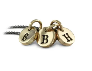 Initial Charm Necklace (3 Initials) - Bronze