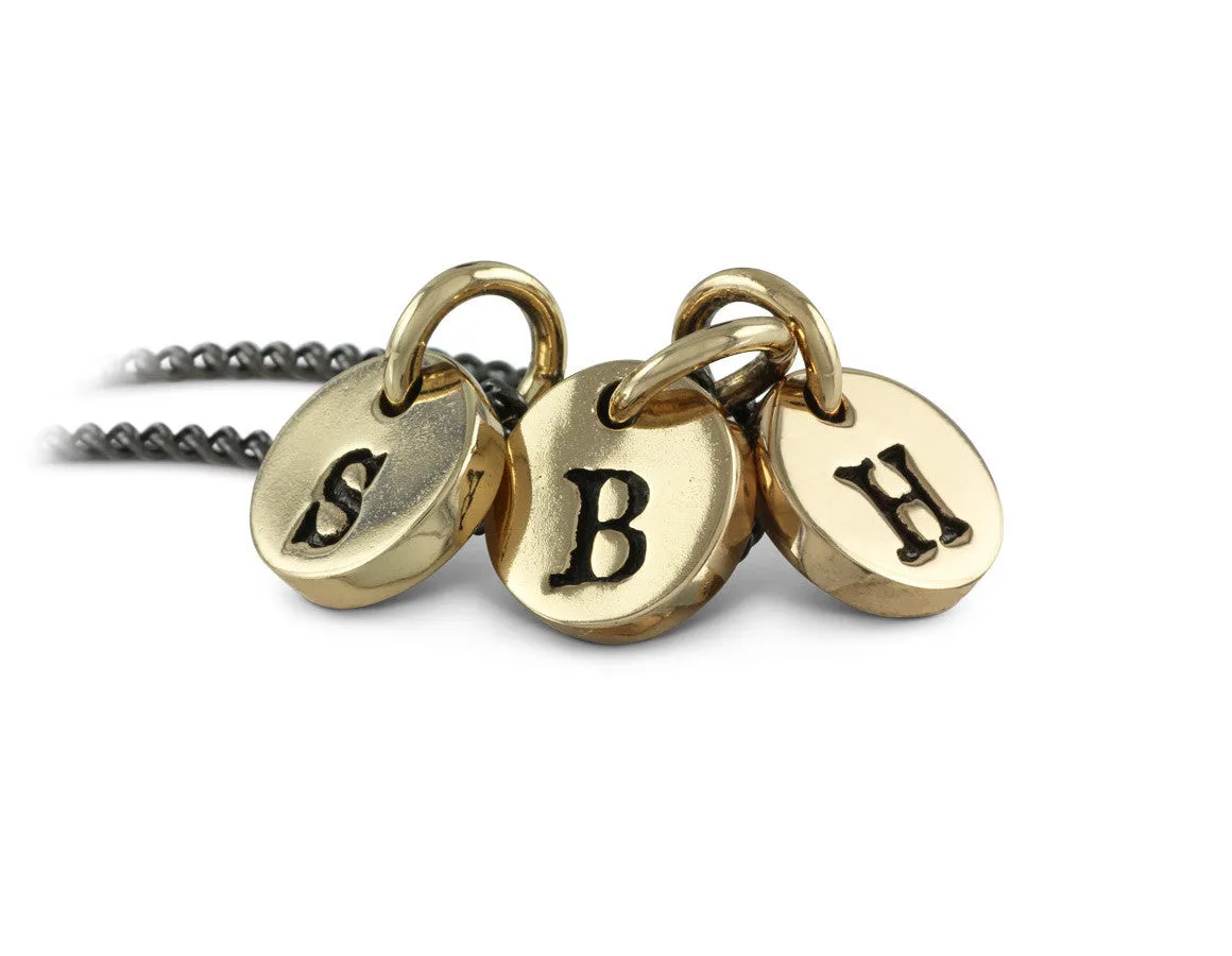 Initial Charm Necklace (3 Initials) - Bronze