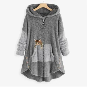 Ivyshape | Cozy Cat Plush Hoodie