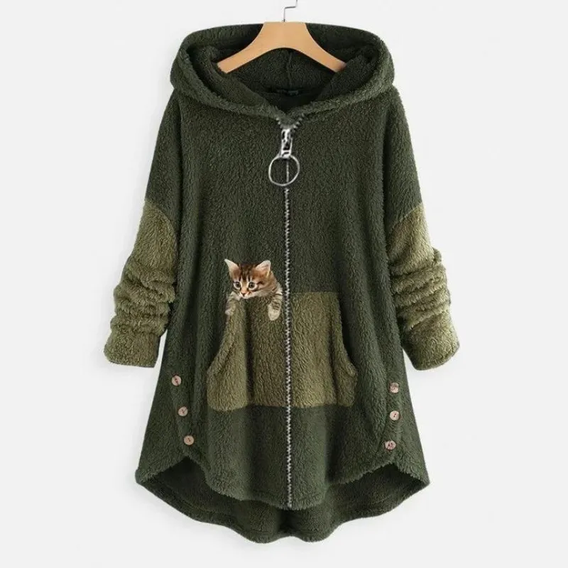 Ivyshape | Cozy Cat Plush Hoodie