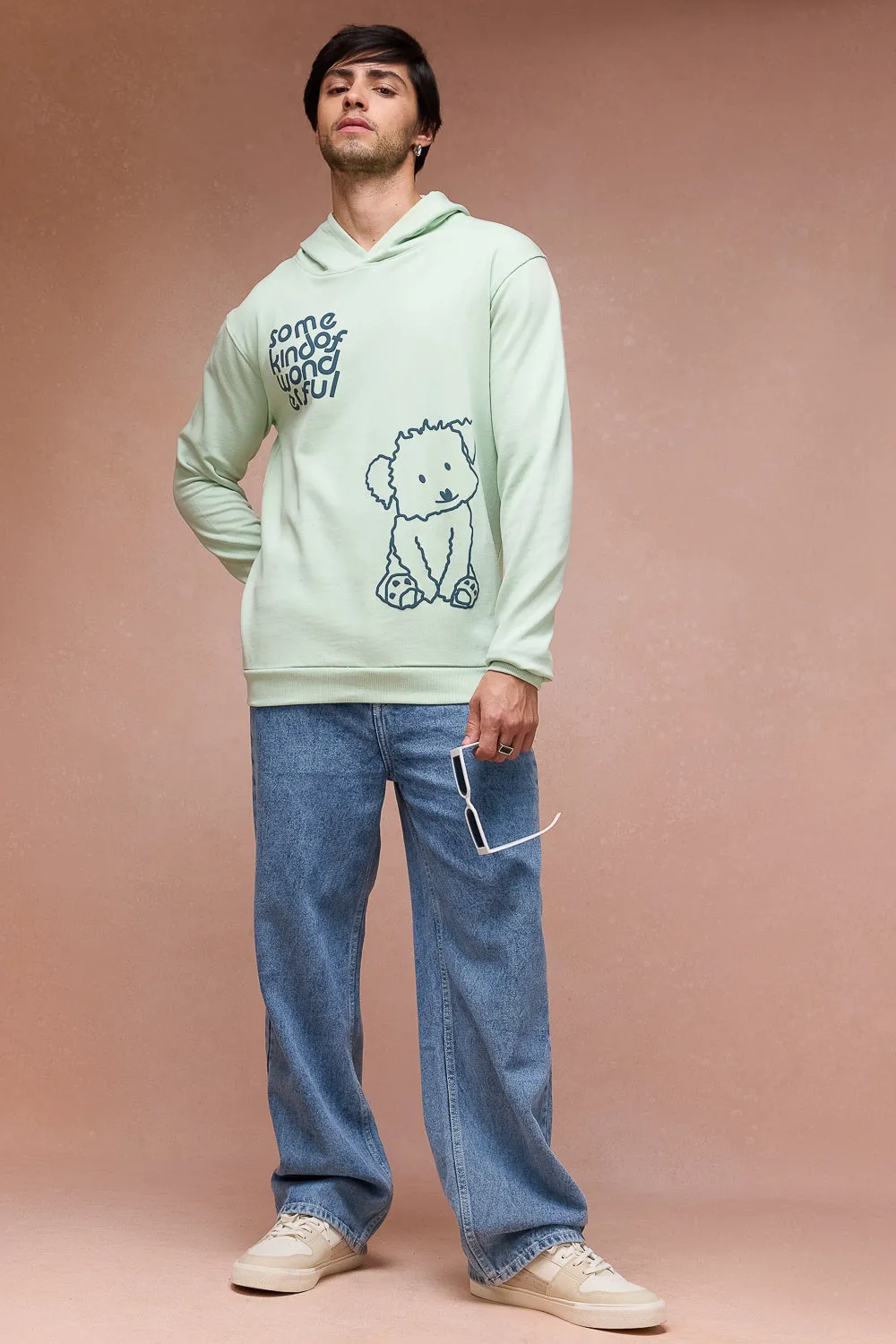 Men's Mint Green Dog Loves Me Hoodie