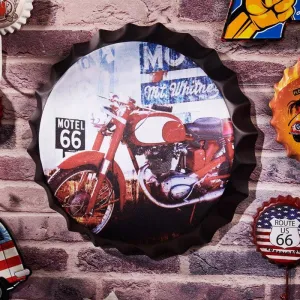 Motor Red Motel 66 Bottle Cap Wall Accent