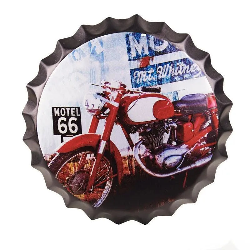 Motor Red Motel 66 Bottle Cap Wall Accent
