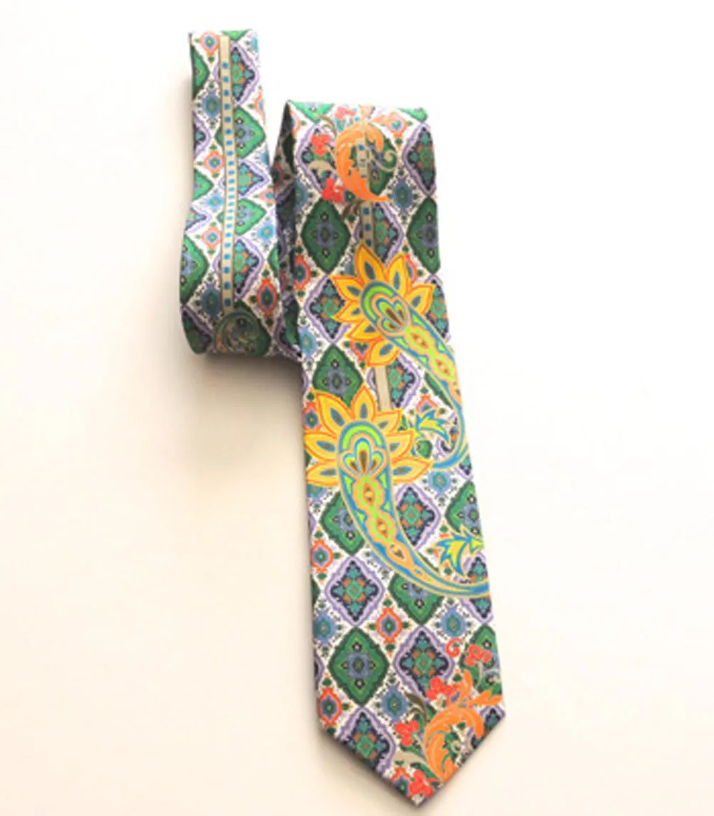 Pangborn Majestic Paisley Green Silk Tie