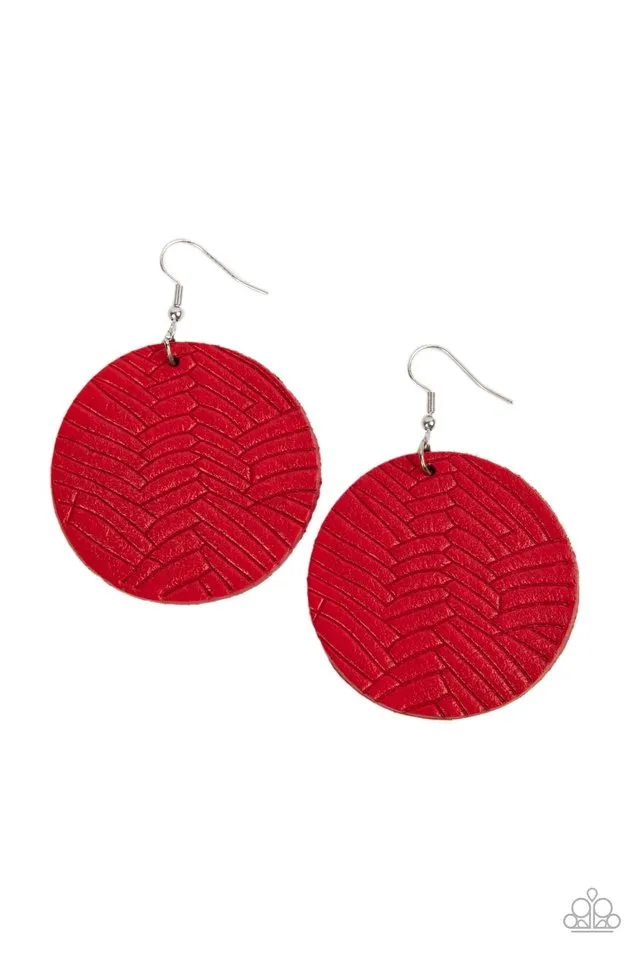 Paparazzi Earring ~ Leathery Loungewear - Red