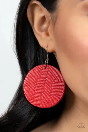 Paparazzi Earring ~ Leathery Loungewear - Red