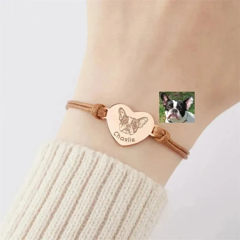 Personalized Pet Portrait Bracelet Stainless Steel Charm
