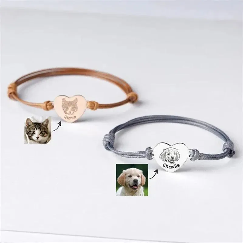 Personalized Pet Portrait Bracelet Stainless Steel Charm