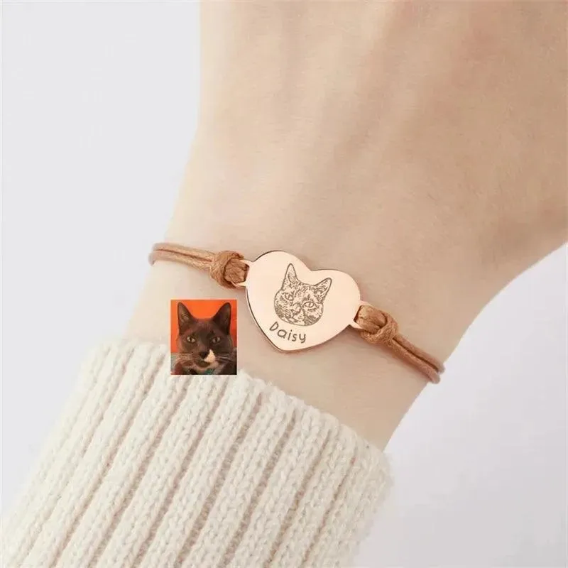 Personalized Pet Portrait Bracelet Stainless Steel Charm