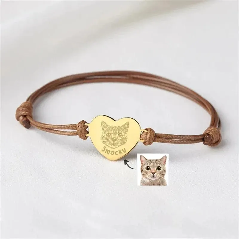 Personalized Pet Portrait Bracelet Stainless Steel Charm