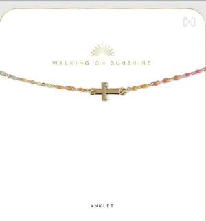 Pink/Orange/Yellow Charm Anklet - Cross 2315300D