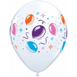 Pioneer 11" Latex Balloon Bursting with Colorful Joy with Streamer Accents (50/Pk)