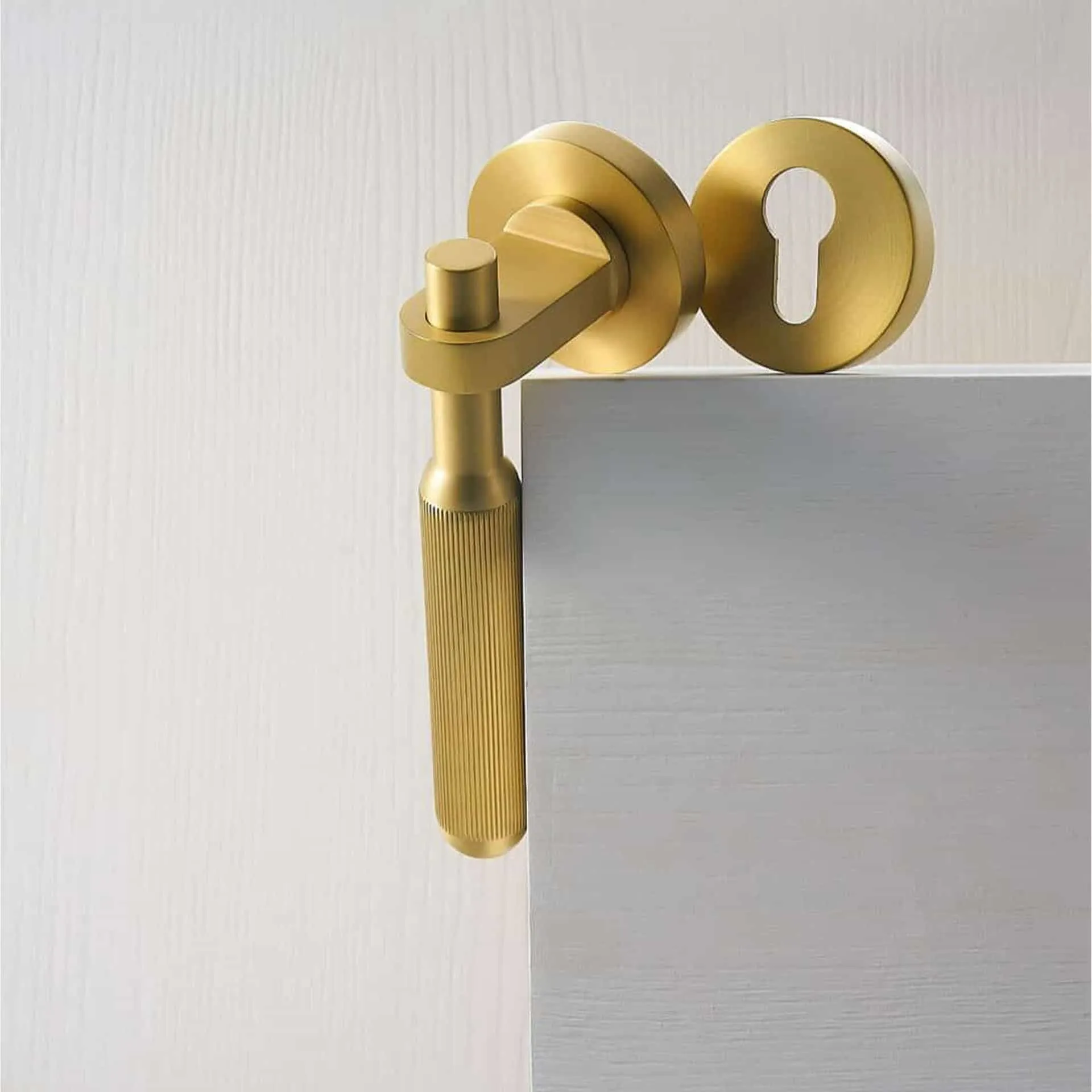 PIPE Solid Brass Lever Door Handle & Lock Set