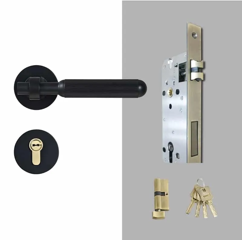 PIPE Solid Brass Lever Door Handle & Lock Set