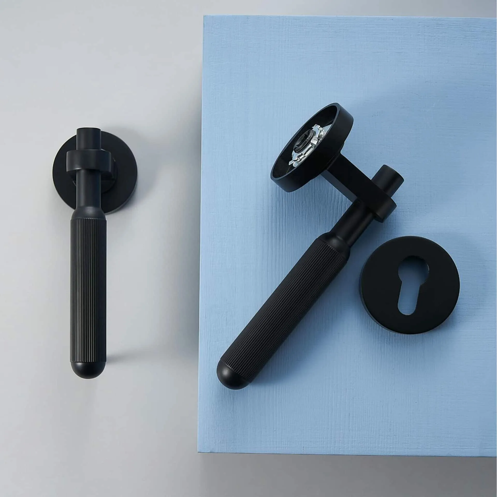 PIPE Solid Brass Lever Door Handle & Lock Set