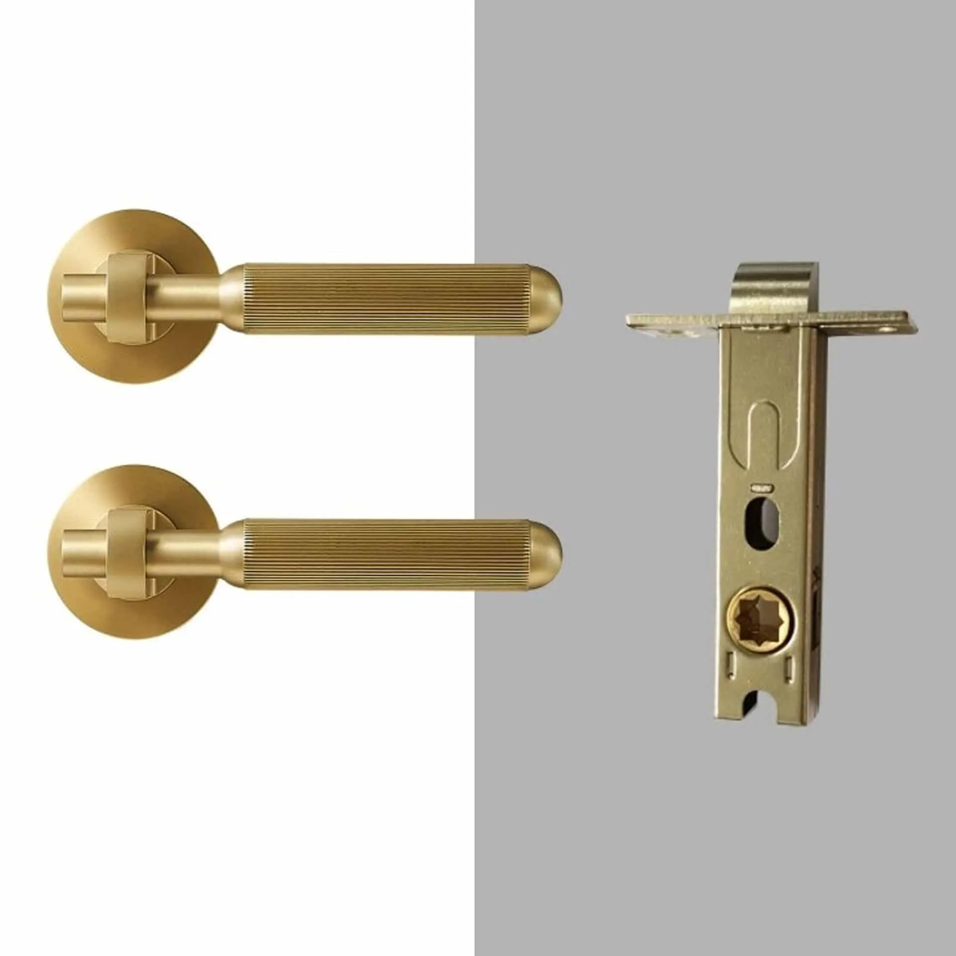 PIPE Solid Brass Lever Door Handle & Lock Set