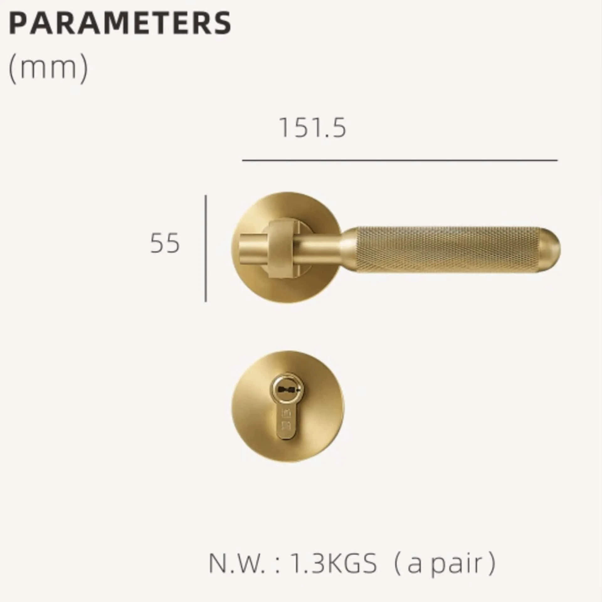 PIPE Solid Brass Lever Door Handle & Lock Set