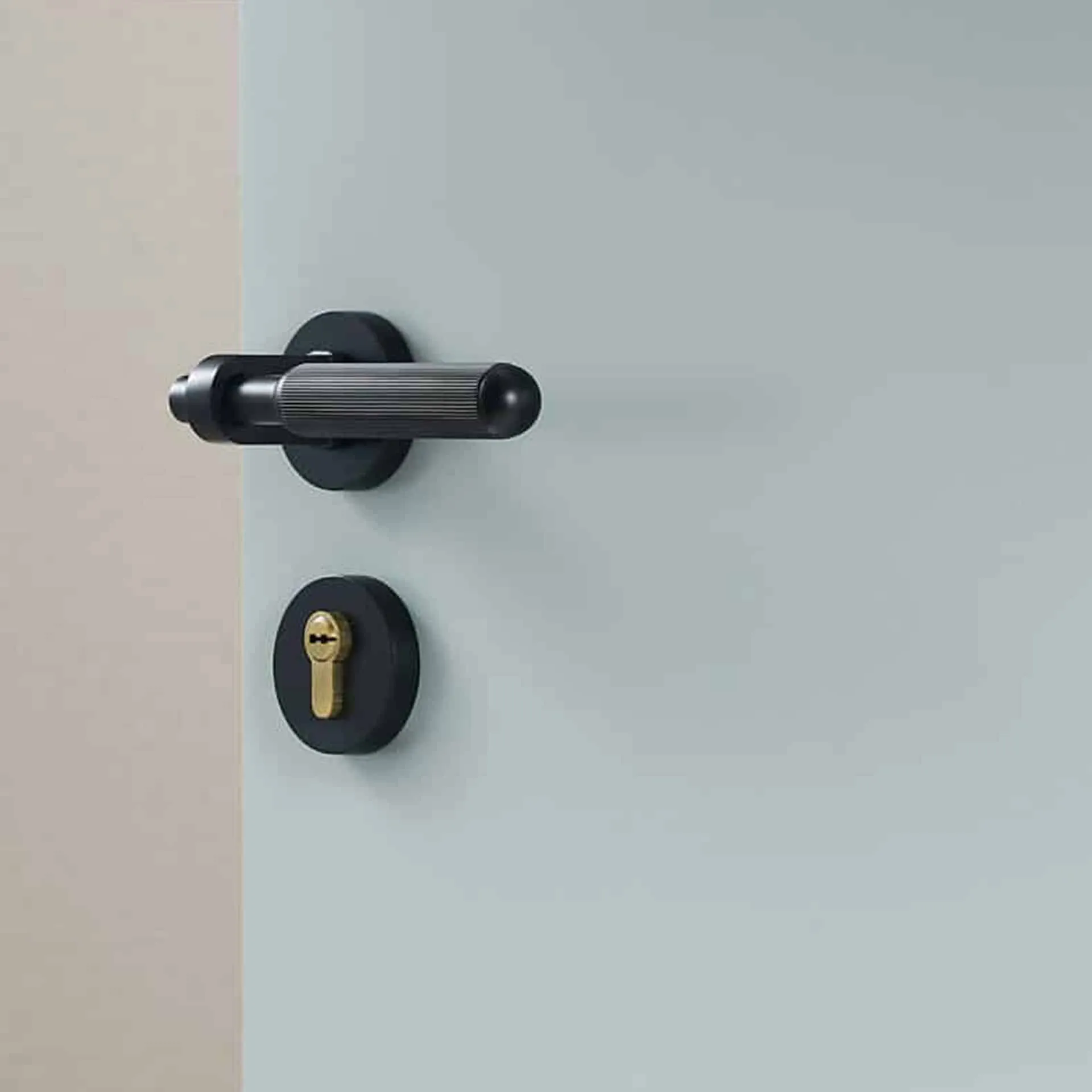 PIPE Solid Brass Lever Door Handle & Lock Set