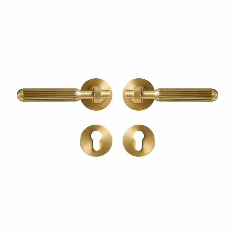 PIPE Solid Brass Lever Door Handle & Lock Set