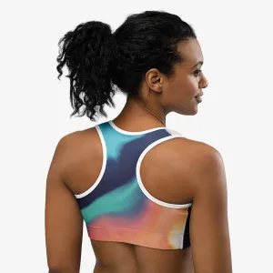 Printed Sports Bra "Funky Clouds" Blue/Terracotta