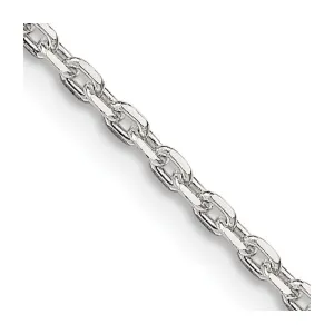 Sterling Silver 2mm Beveled Oval Cable Chain Necklace w/4in ext.