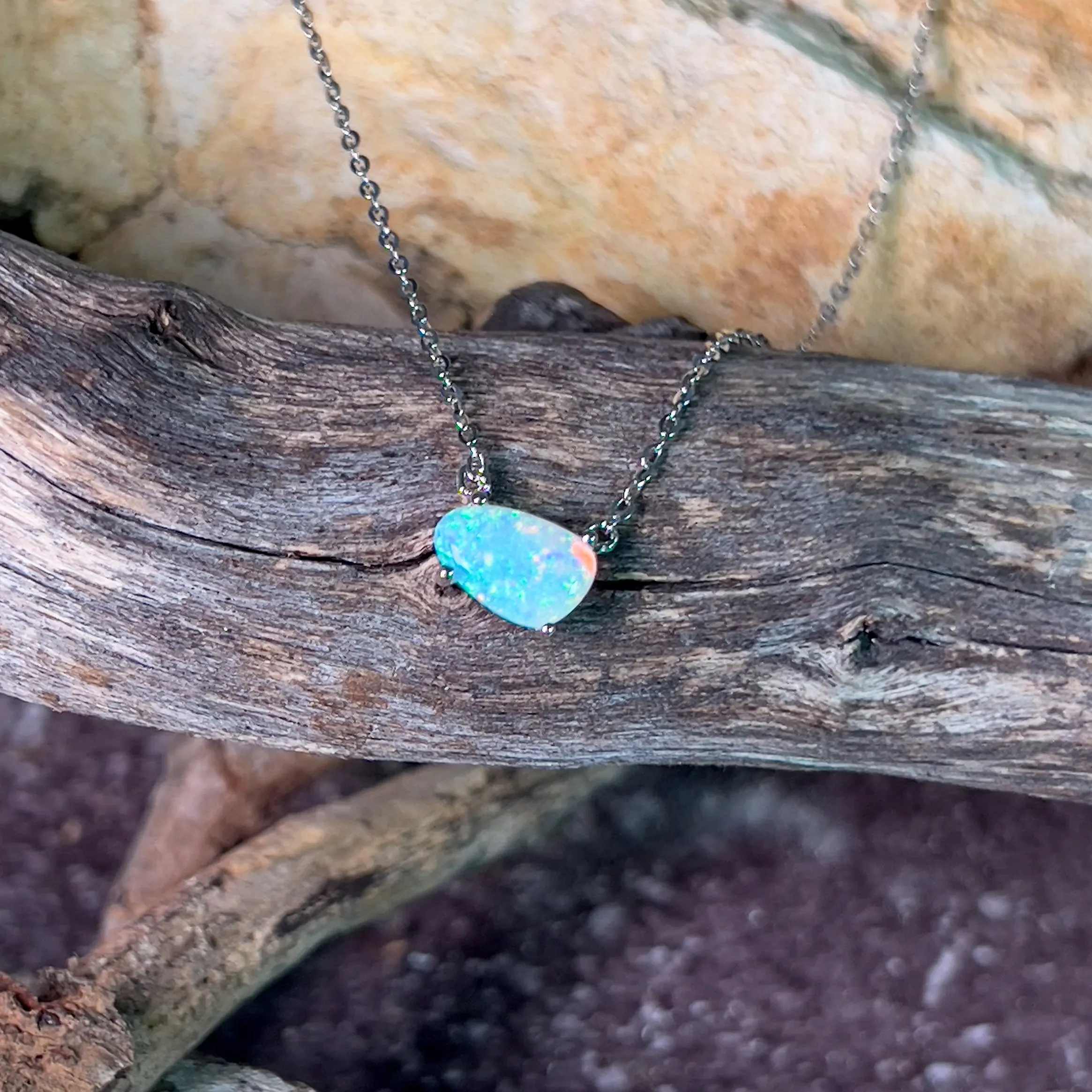Sterling Silver Crystal Opal 1.14ct necklace
