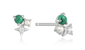 Sterling Silver Malachite Star Stud Earrings by Ania Haie