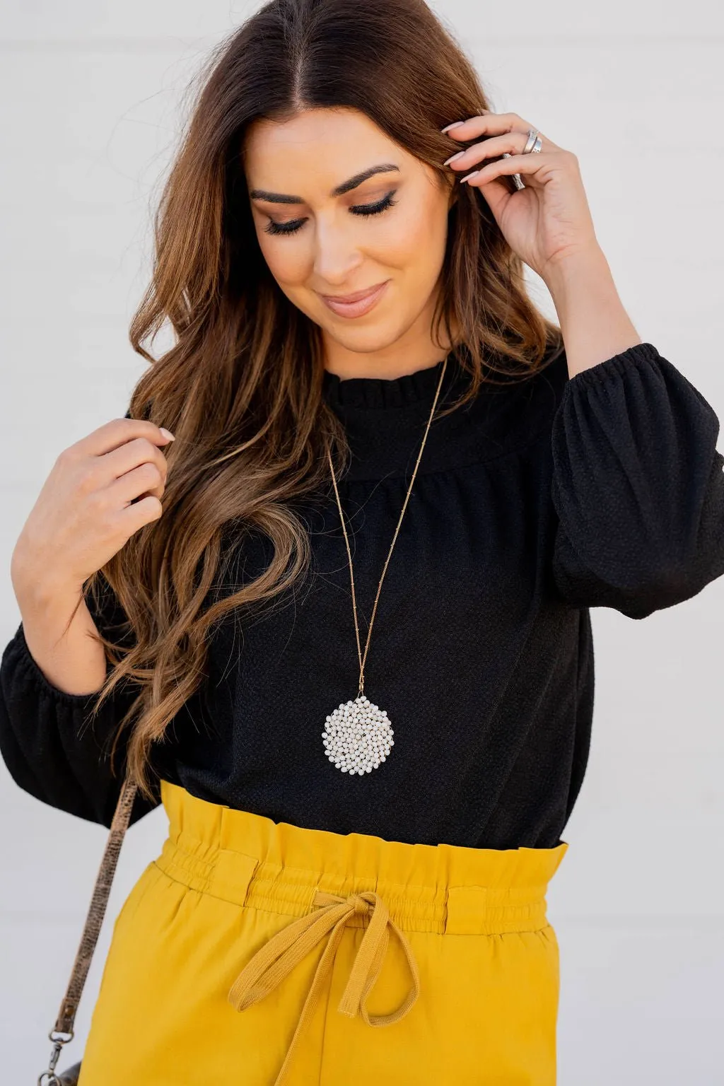 Subtle Textured Cinched Trim Blouse