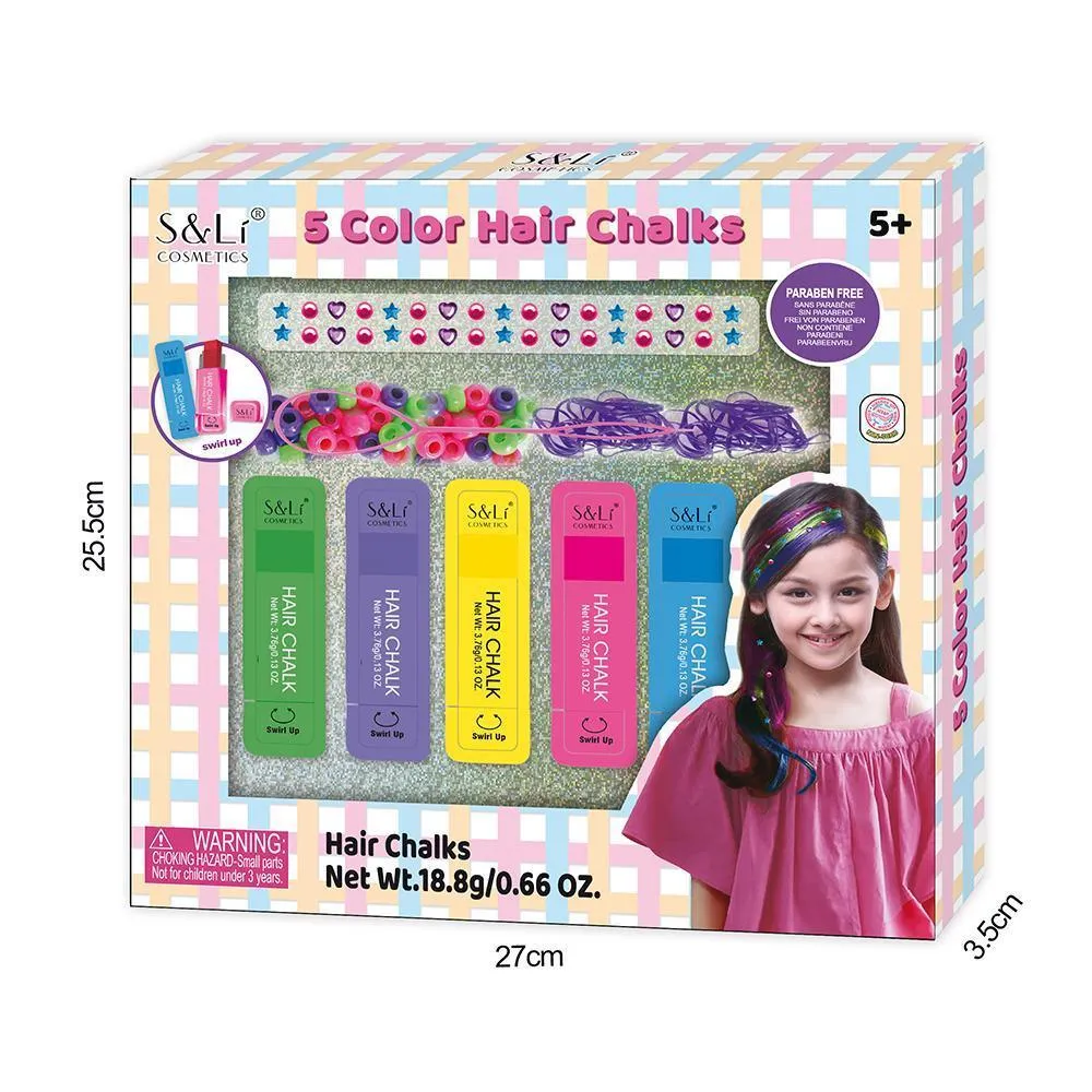 Swirl Up 5 Hair Chalk Color Set - 5  Ages - Paraben Free - For Girls