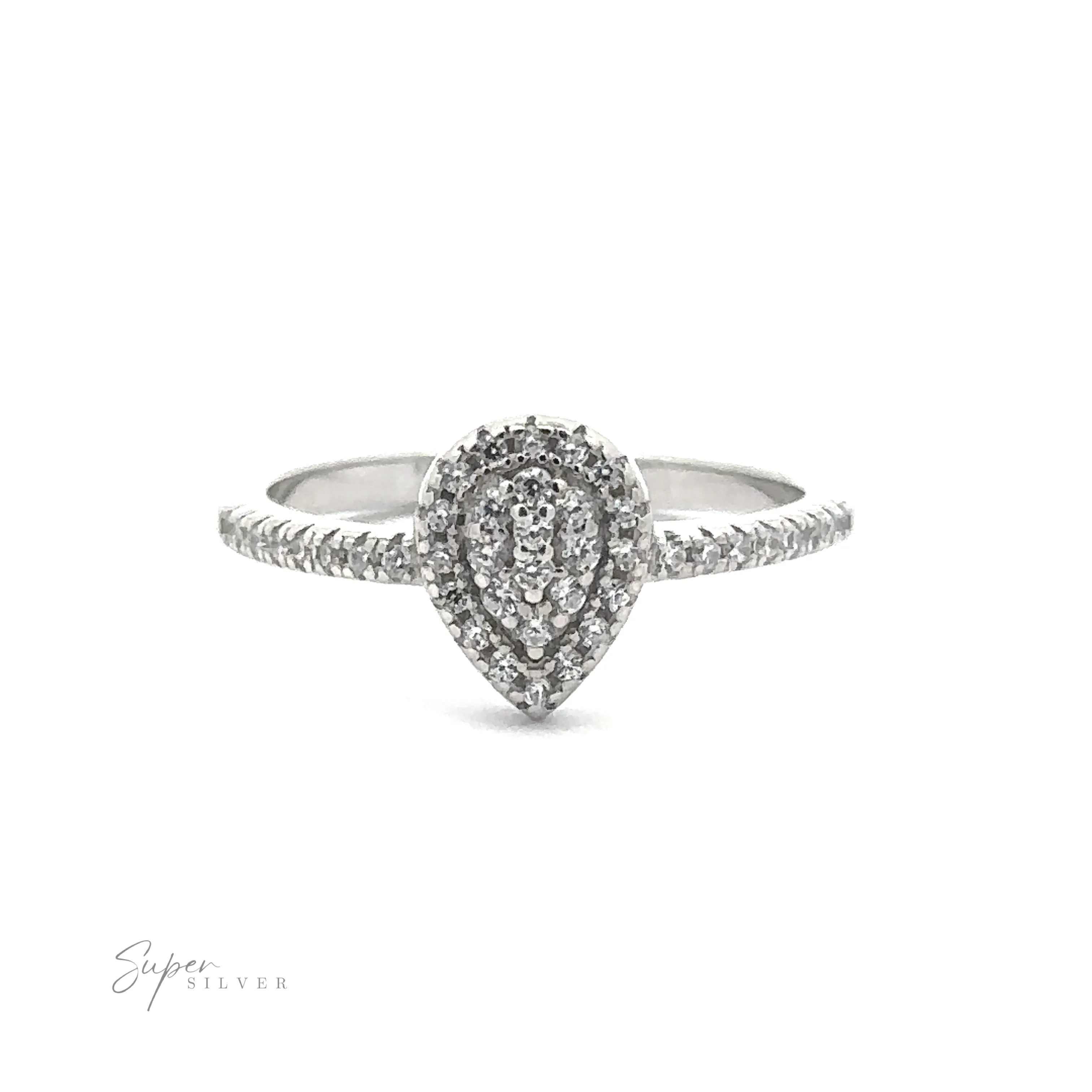 Teardrop  Pave Cubic Zirconia Ring