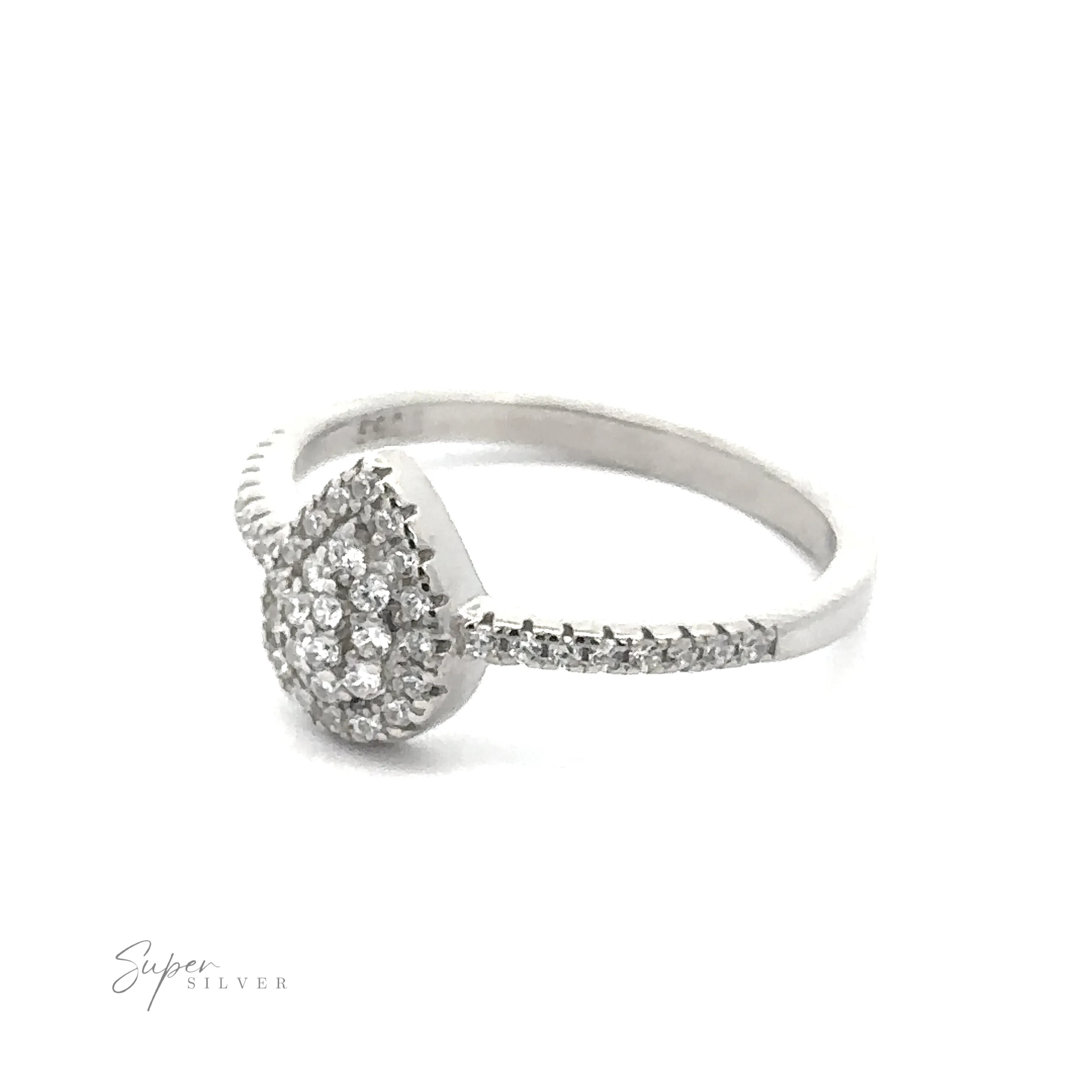 Teardrop  Pave Cubic Zirconia Ring