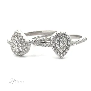 Teardrop  Pave Cubic Zirconia Ring