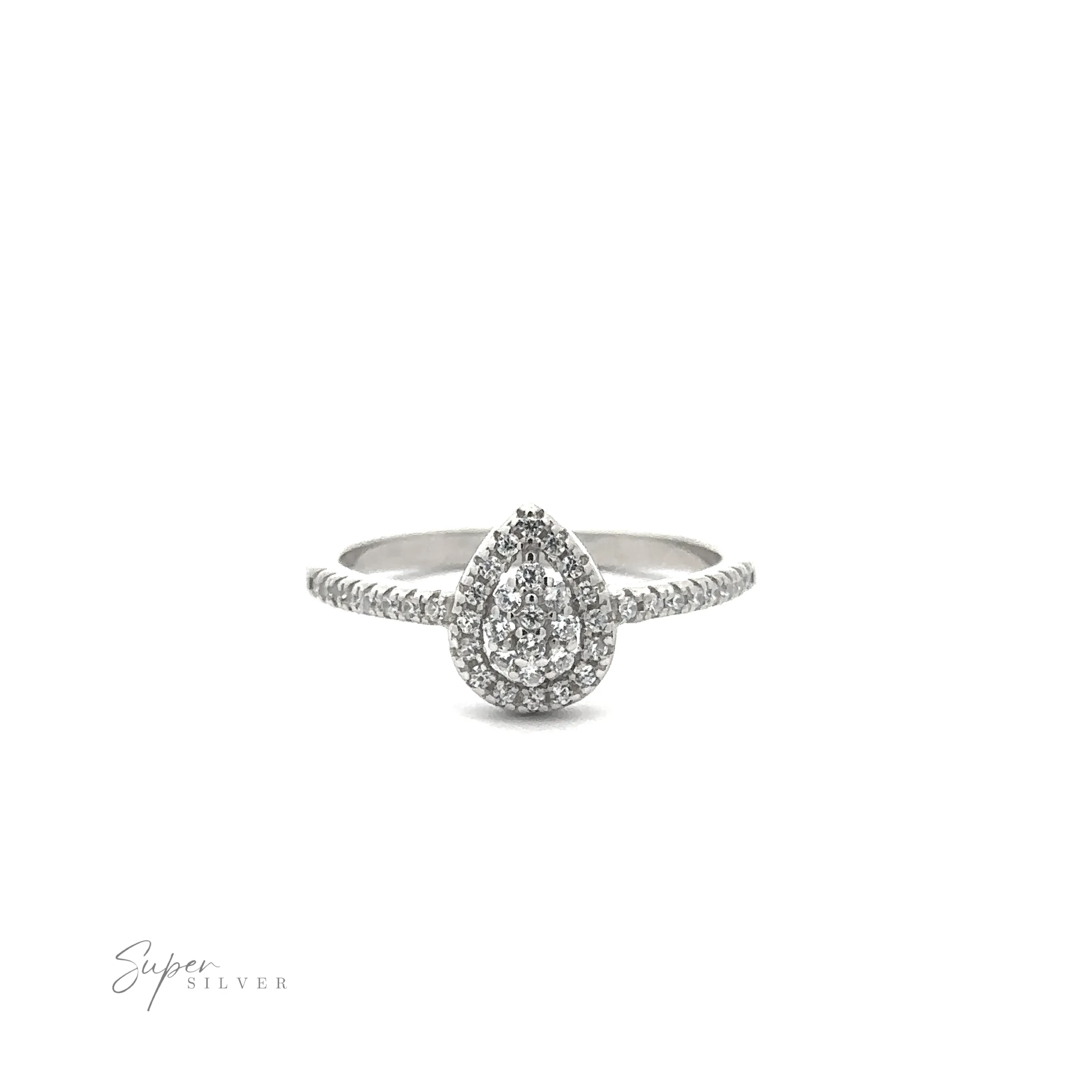 Teardrop  Pave Cubic Zirconia Ring