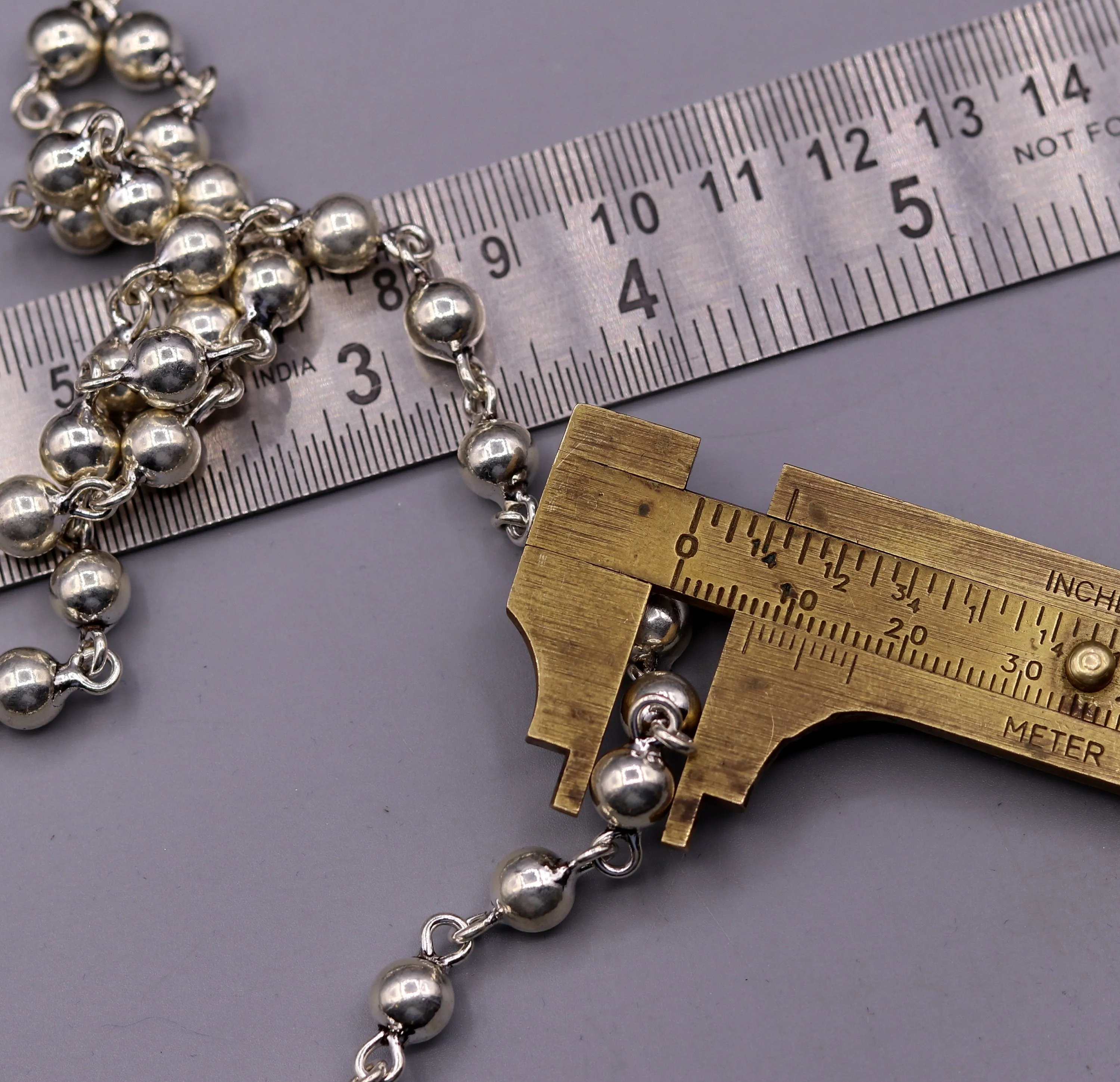 Vintage design Handcrafted 925 sterling silver anklet feet beads bracelet gorgeous hanging bells tribal wedding belly dance jewelry Ank26