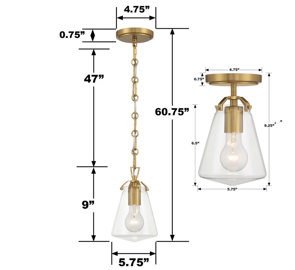 Voss 1 Light Luxe Gold Semi Flush Mount
