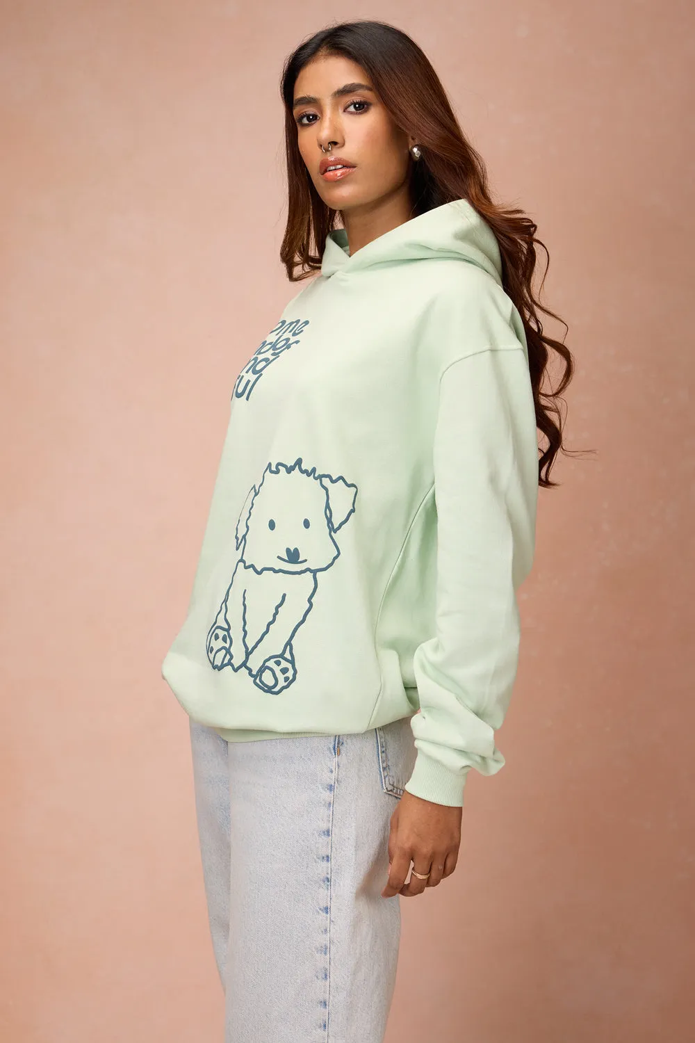 Women's Mint Green Dog Loves Me Hoodie