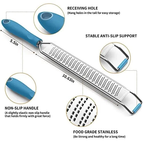 Zester and Grater - Soft Touch Handle - Blue